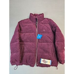 Levi Strauss Corduroy Puffer Jacket Burgundy Winter Warm Size Large